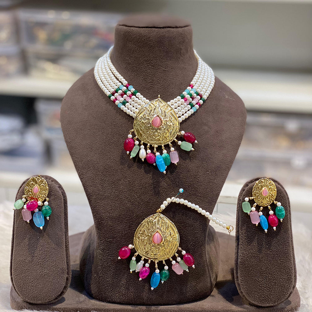 Hira Collection Pearl Beauty And Beadwork Necklace Set