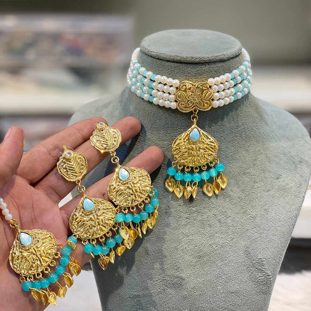 Hira Collection Pearl Beauty And Beadwork Necklace Set