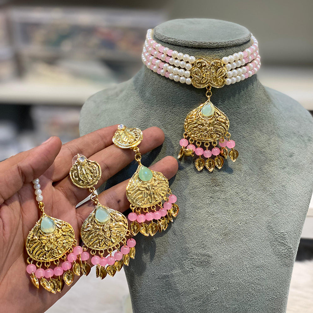 Hira Collection Pearl Beauty And Beadwork Necklace Set