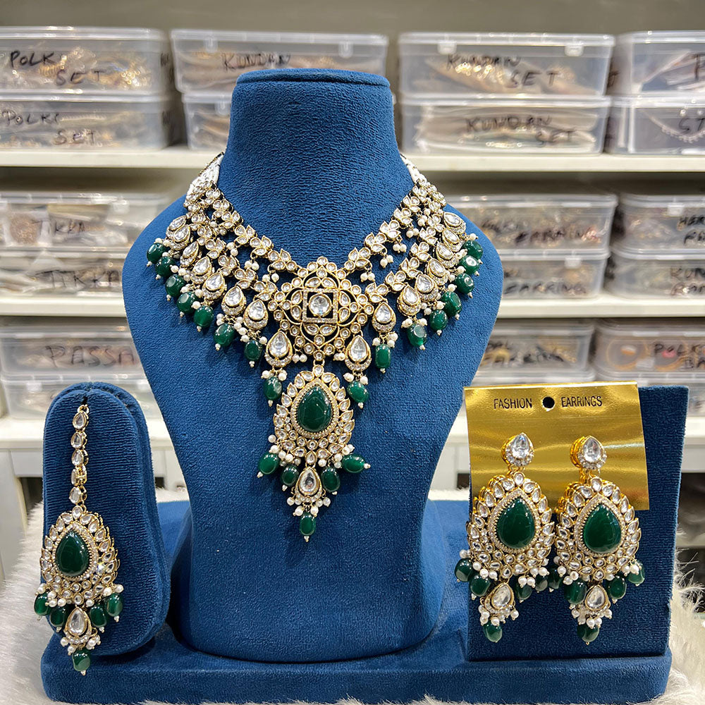 Hira Collections Designer Kundan Stone And Beads Necklace Set