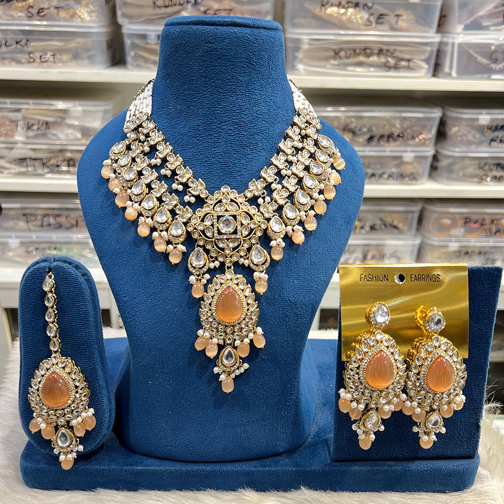 Hira Collections Designer Kundan Stone And Beads Necklace Set