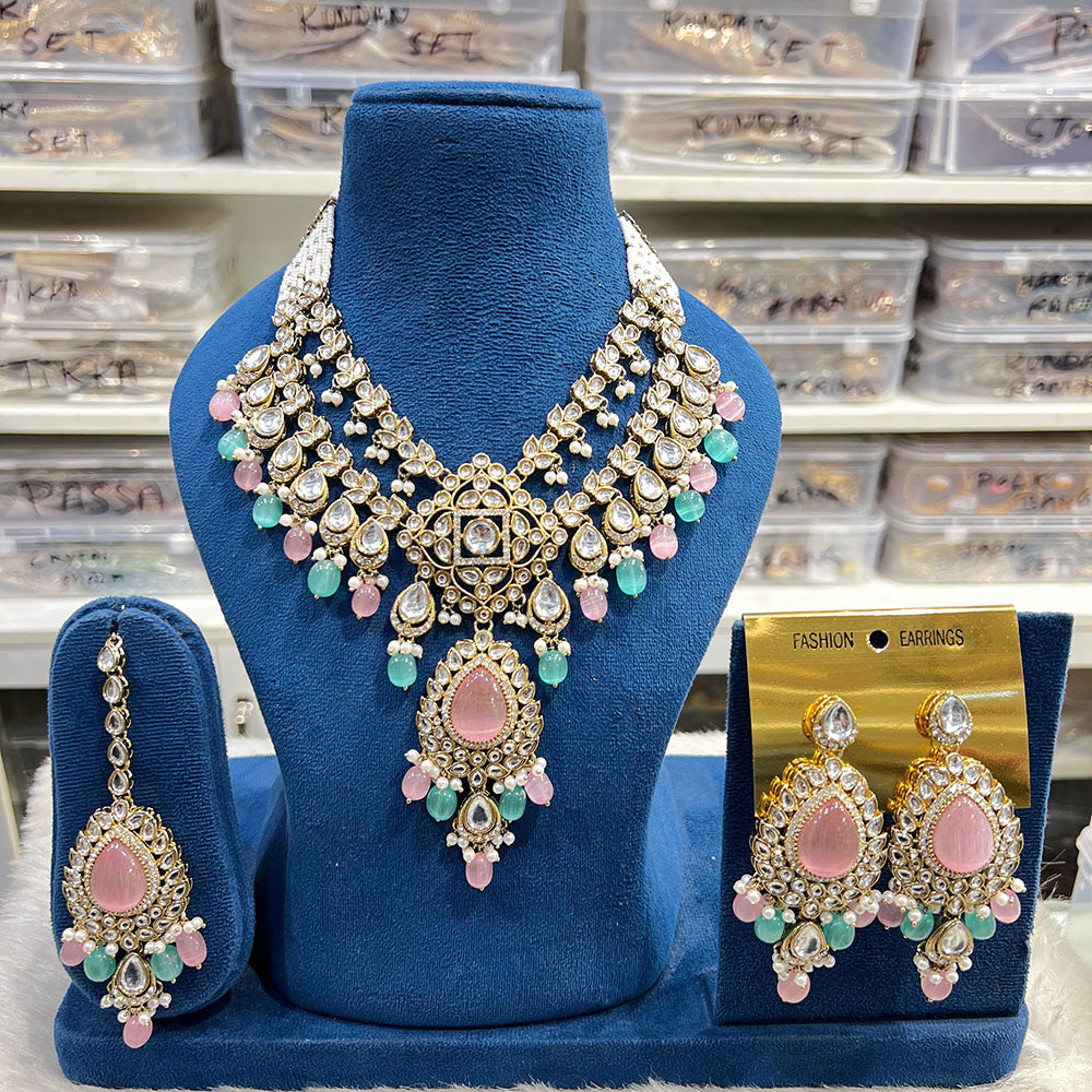 Hira Collections Designer Kundan Stone And Beads Necklace Set