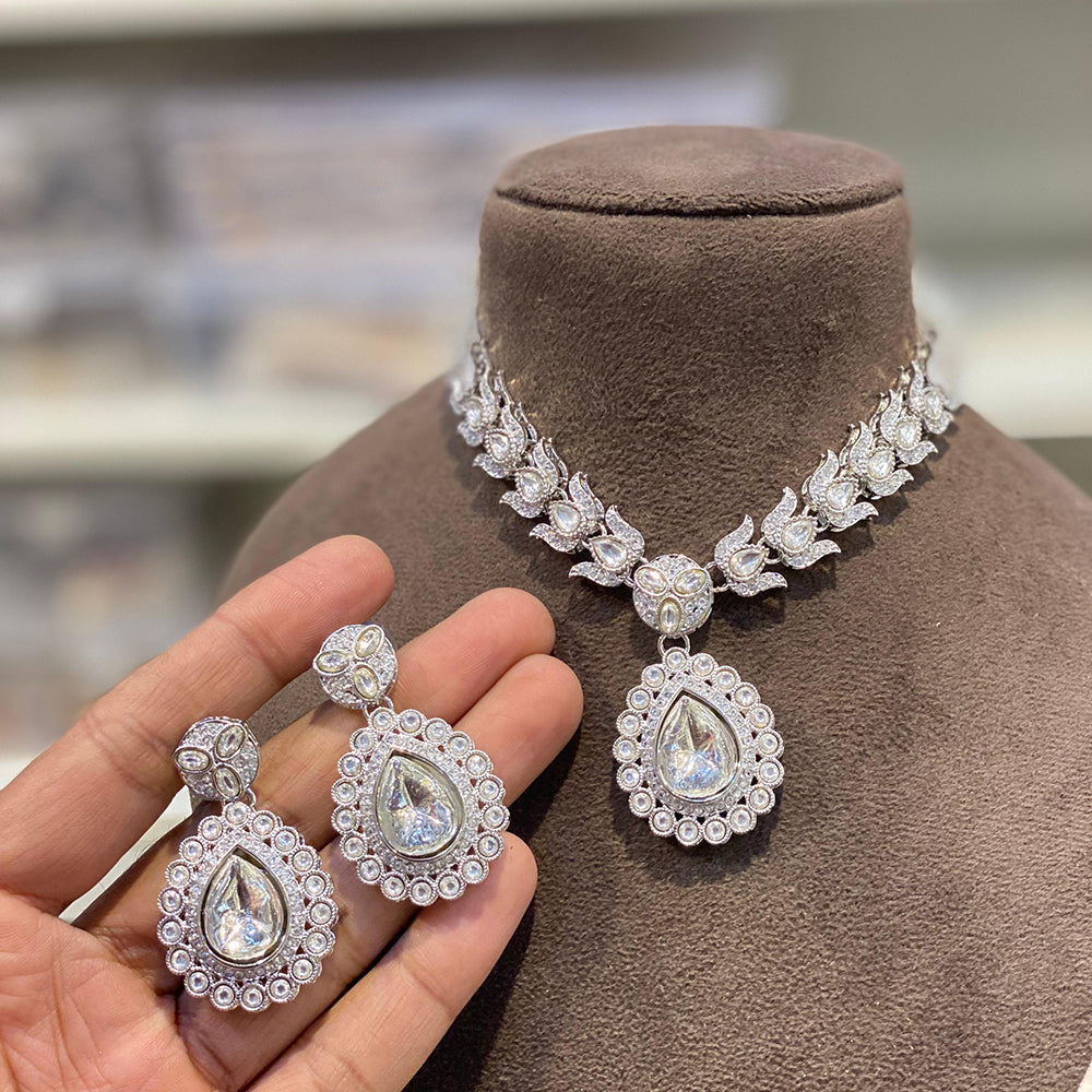 Hira Collections Pota Stone And Austrian Stone Designer Necklace Set