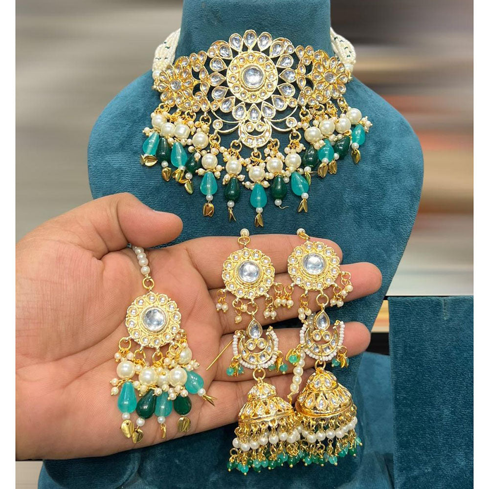 Hira Collections Kundan Stone And Beads Designer Choker Necklace Set