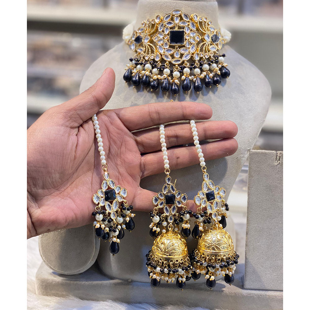 Hira Collections Kundan Stone And Beads Designer Choker Necklace Set