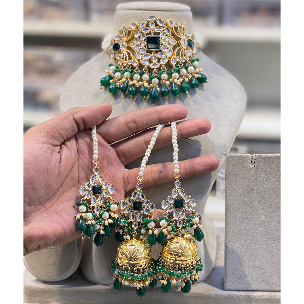 Hira Collections Kundan Stone And Beads Designer Choker Necklace Set