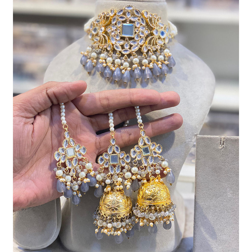 Hira Collections Kundan Stone And Beads Designer Choker Necklace Set