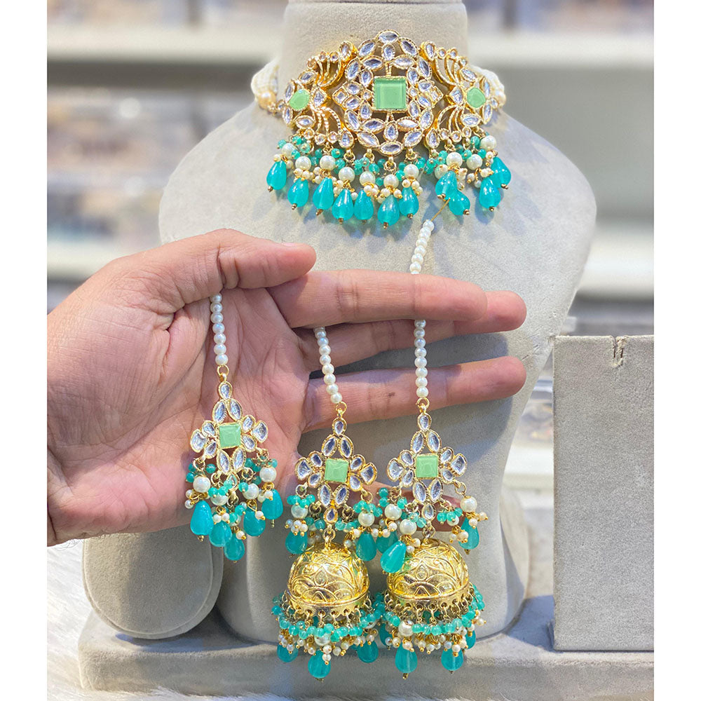 Hira Collections Kundan Stone And Beads Designer Choker Necklace Set