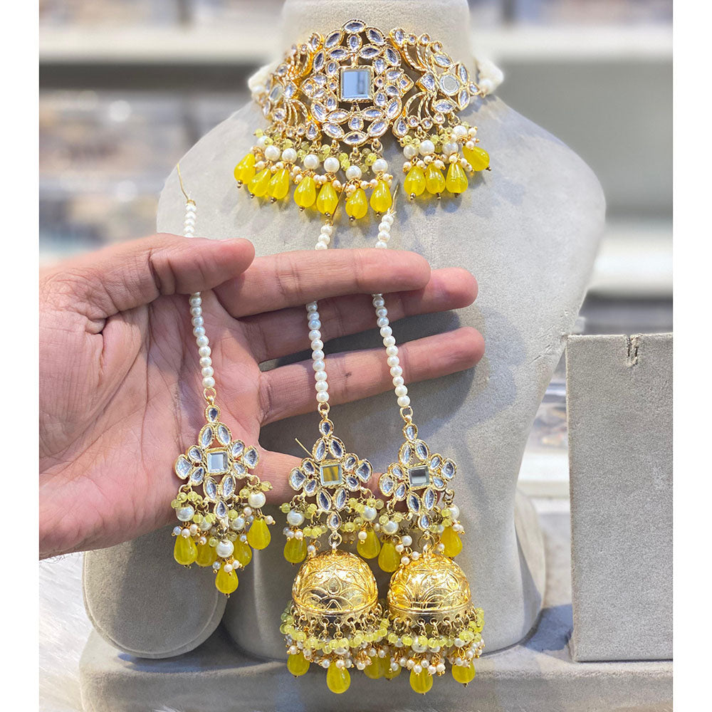 Hira Collections Kundan Stone And Beads Designer Choker Necklace Set