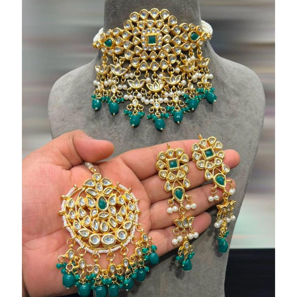 Hira Collections Kundan Stone And Beads Designer Choker Necklace Set