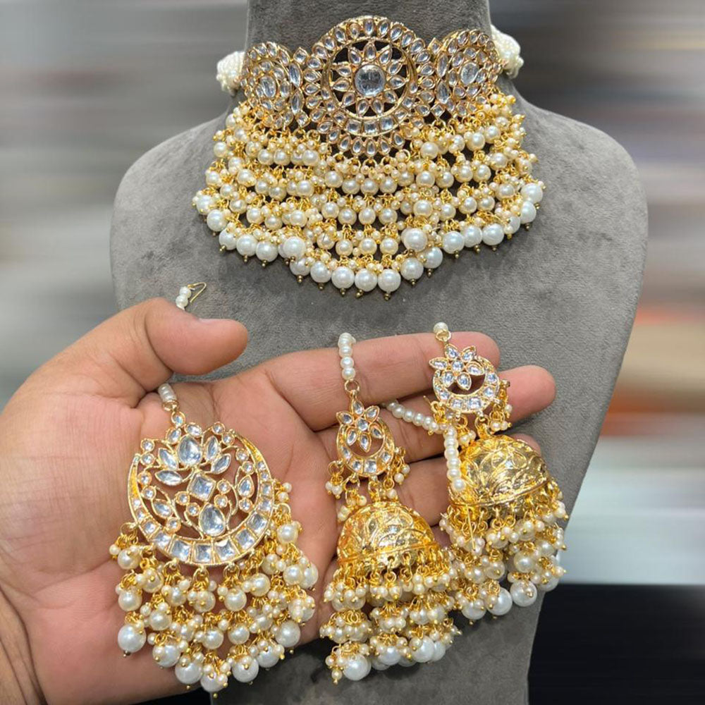 Hira Collections Kundan Stone And Beads Designer Choker Necklace Set
