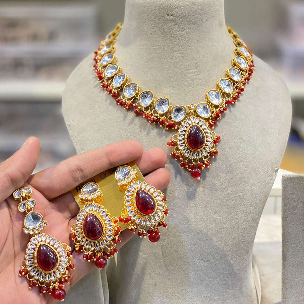 Hira Collections Kundan Stone And Pearl Designer Necklace Set