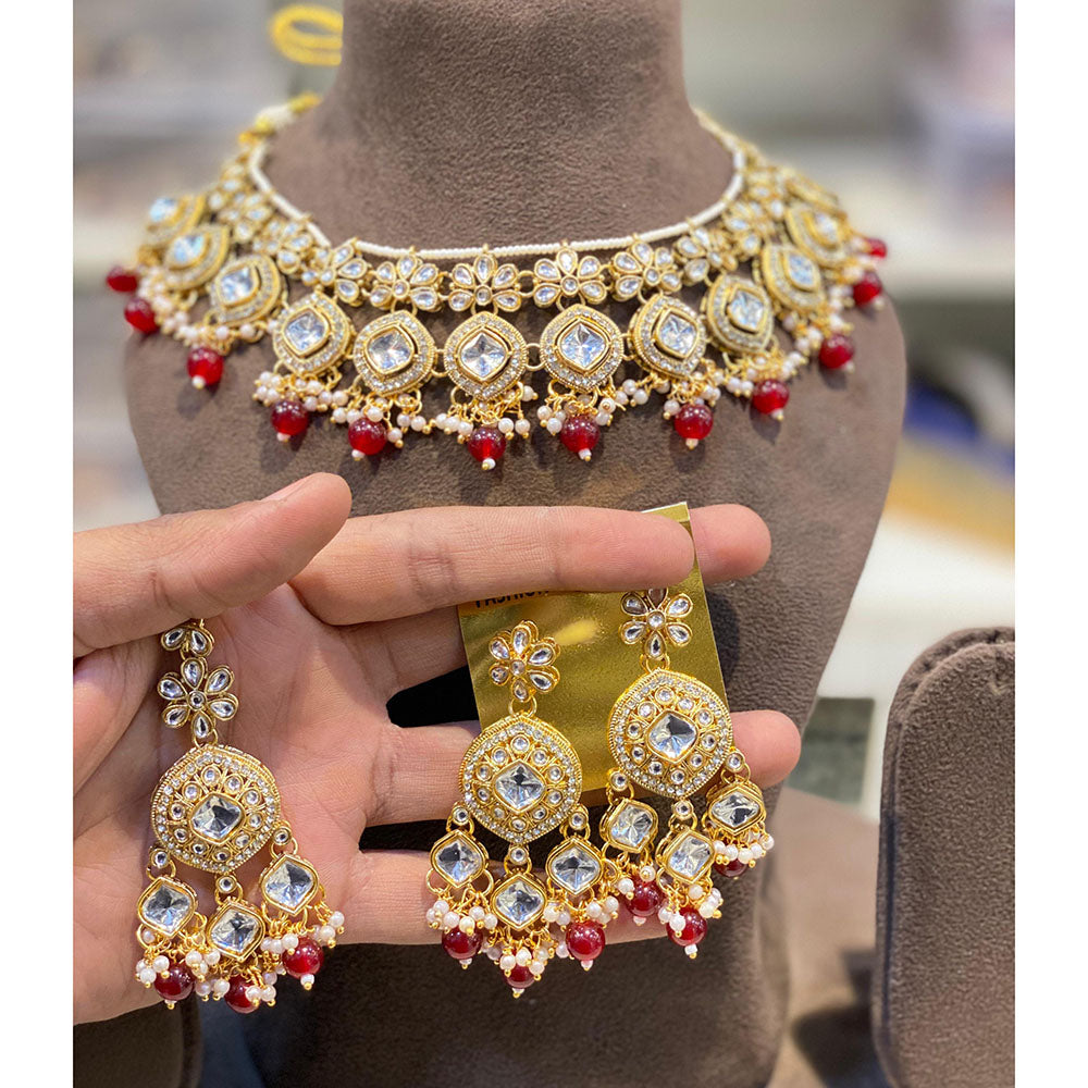 Hira Collections Kundan Stone And Pearl Designer Necklace Set