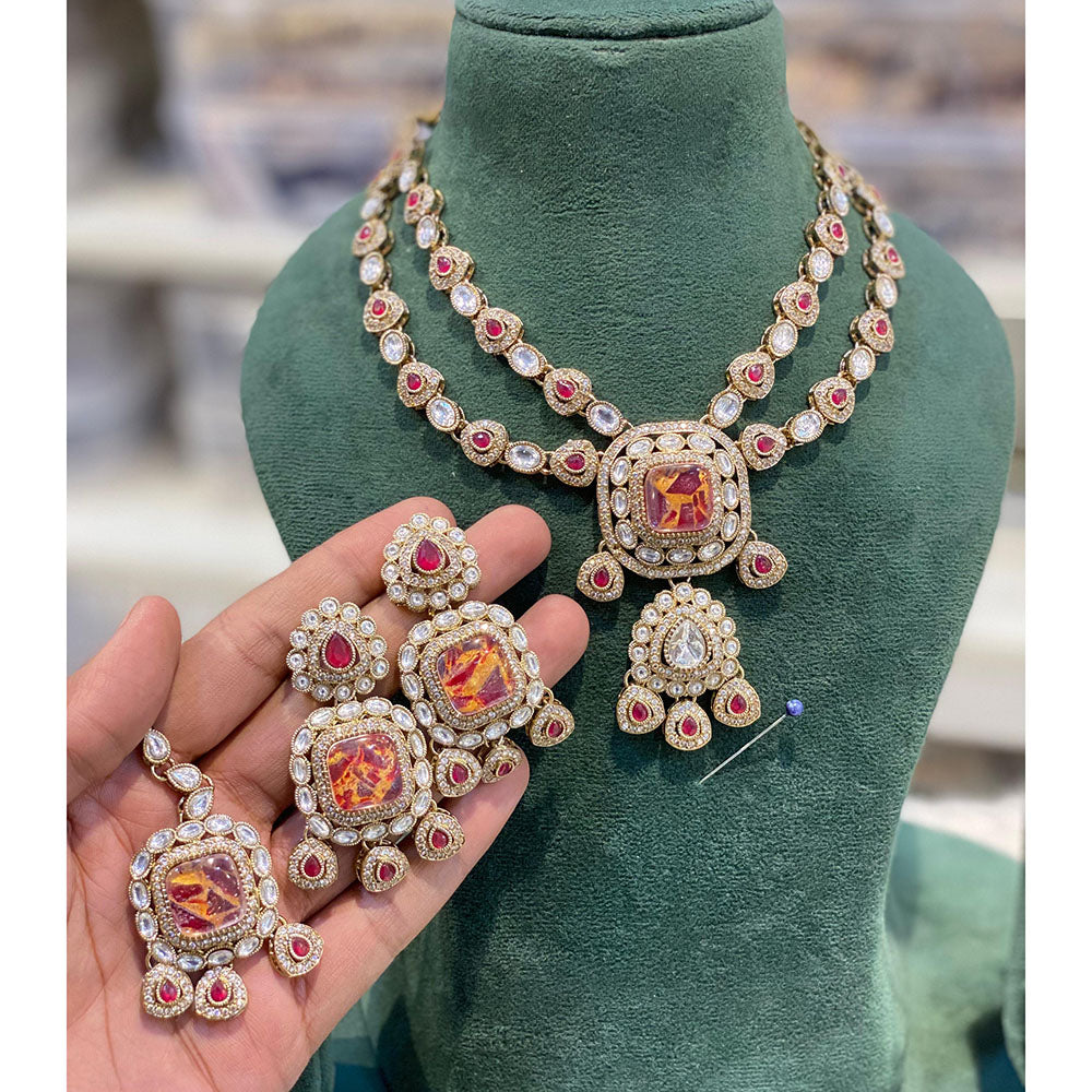 Hira Collections Glamorous Druzy Crystal Stone Necklace Set