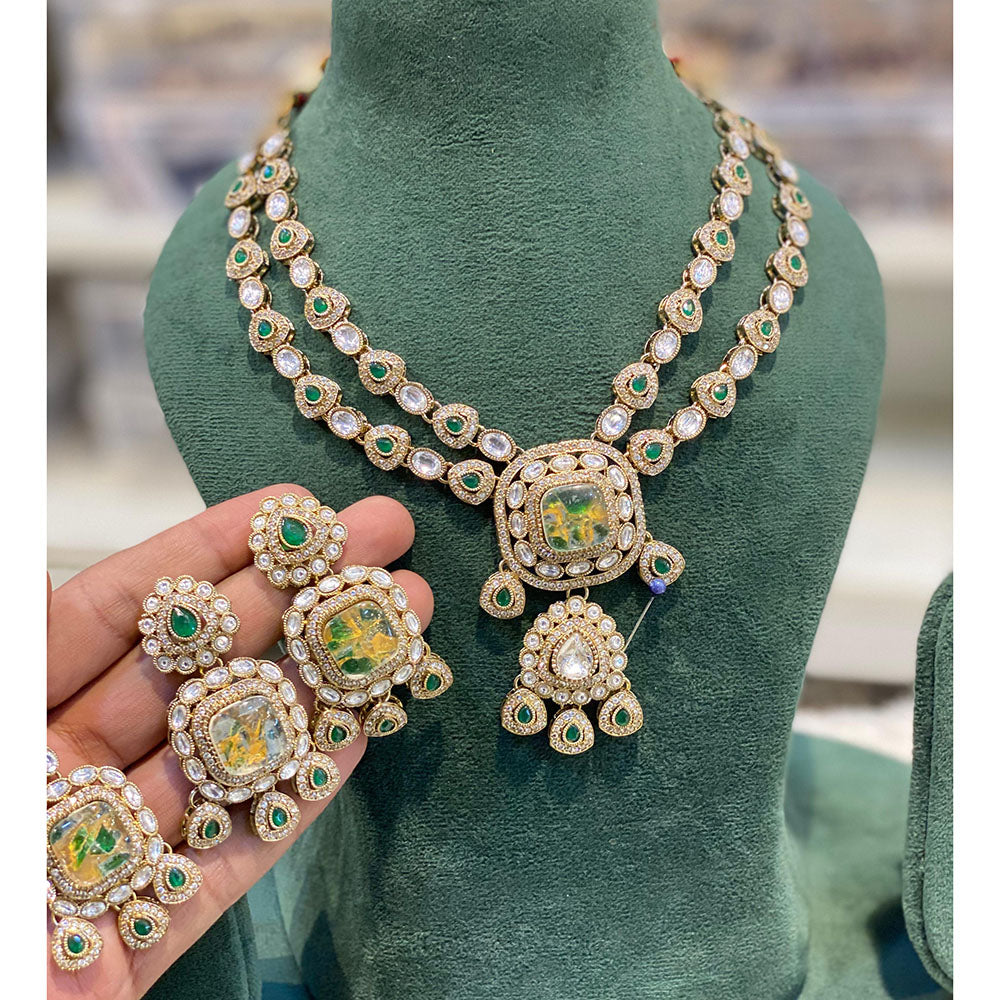 Hira Collections Glamorous Druzy Crystal Stone Necklace Set