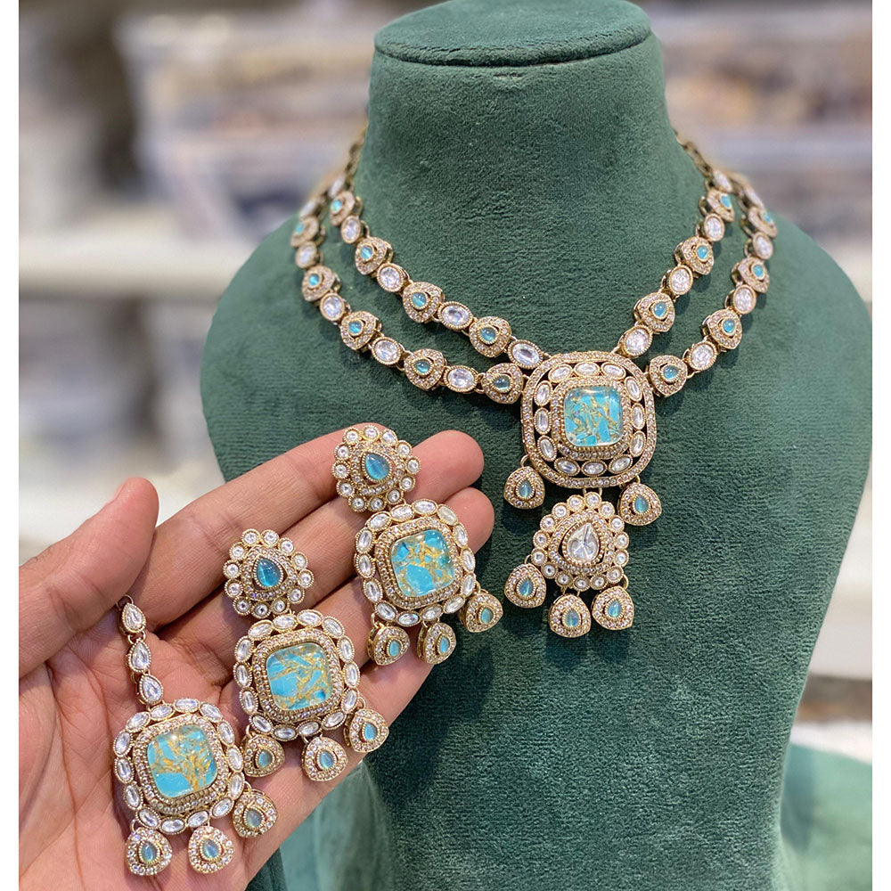 Hira Collections Glamorous Druzy Crystal Stone Necklace Set