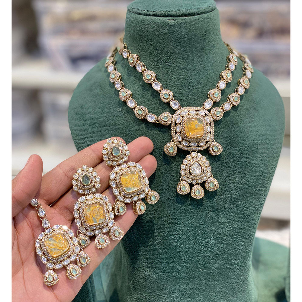 Hira Collections Glamorous Druzy Crystal Stone Necklace Set