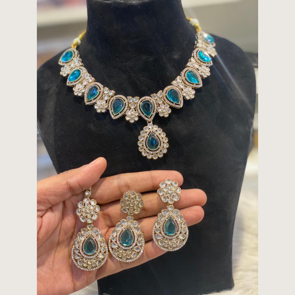 Hira Collections Premium Pota Stone Necklace Set
