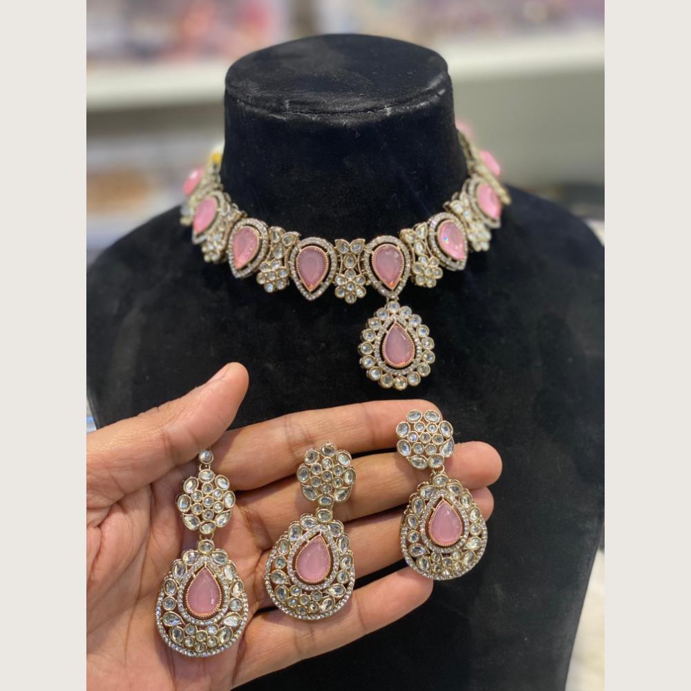Hira Collections Premium Pota Stone Necklace Set