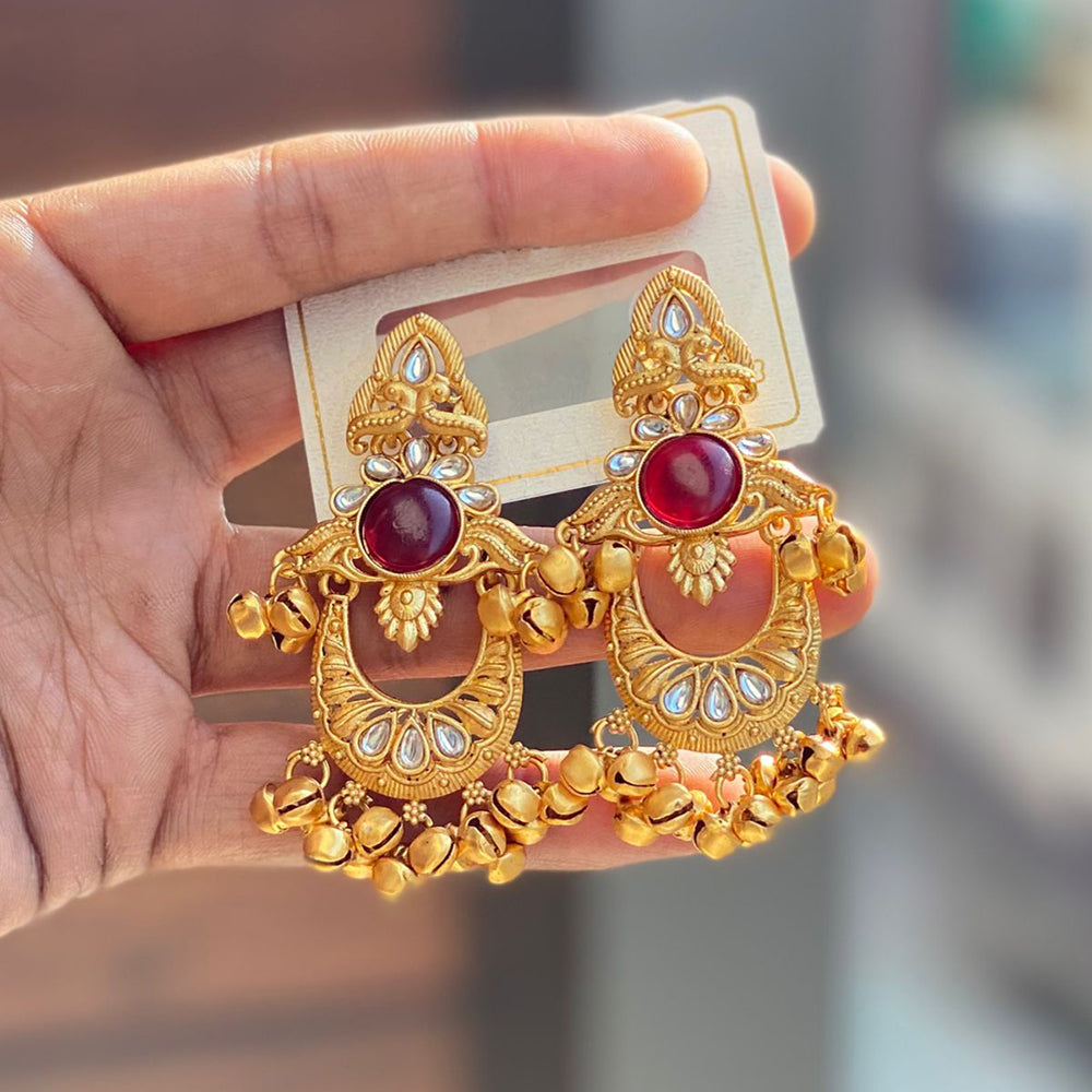 Hira Collections Luxury Kundan Stone And Ghungroo Dangler Earrings