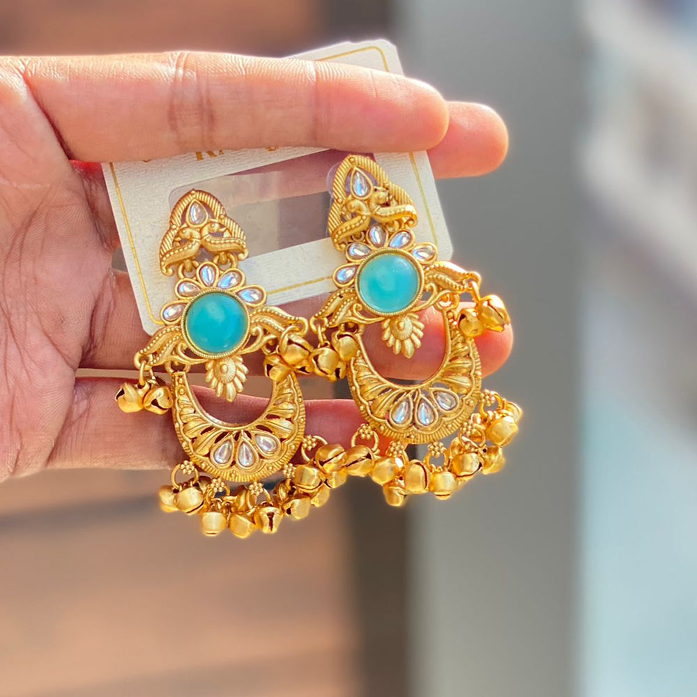 Hira Collections Luxury Kundan Stone And Ghungroo Dangler Earrings