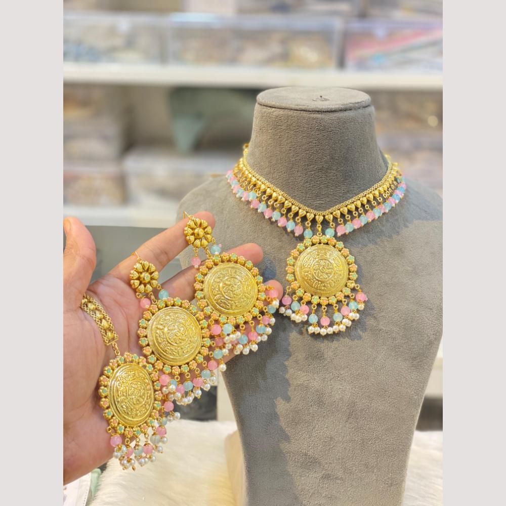 Hira Collections Glamorous Pearl And Beads Choker Necklace Set