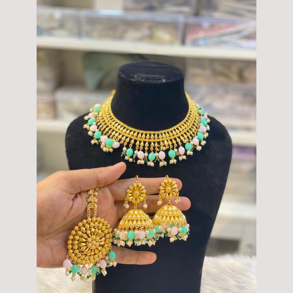 Hira Collections Glamorous Pearl And Beads Choker Necklace Set