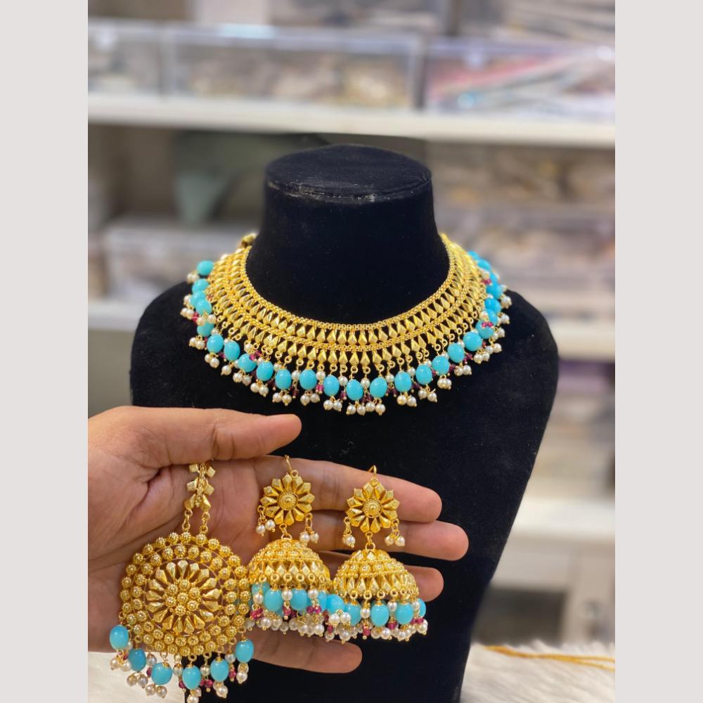 Hira Collections Glamorous Pearl And Beads Choker Necklace Set