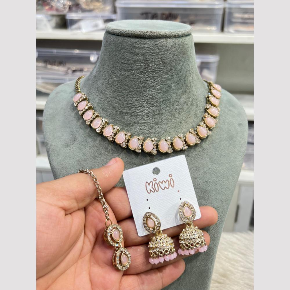 Hira Collections Glamorous Pota Stone And Pearl Necklace Set