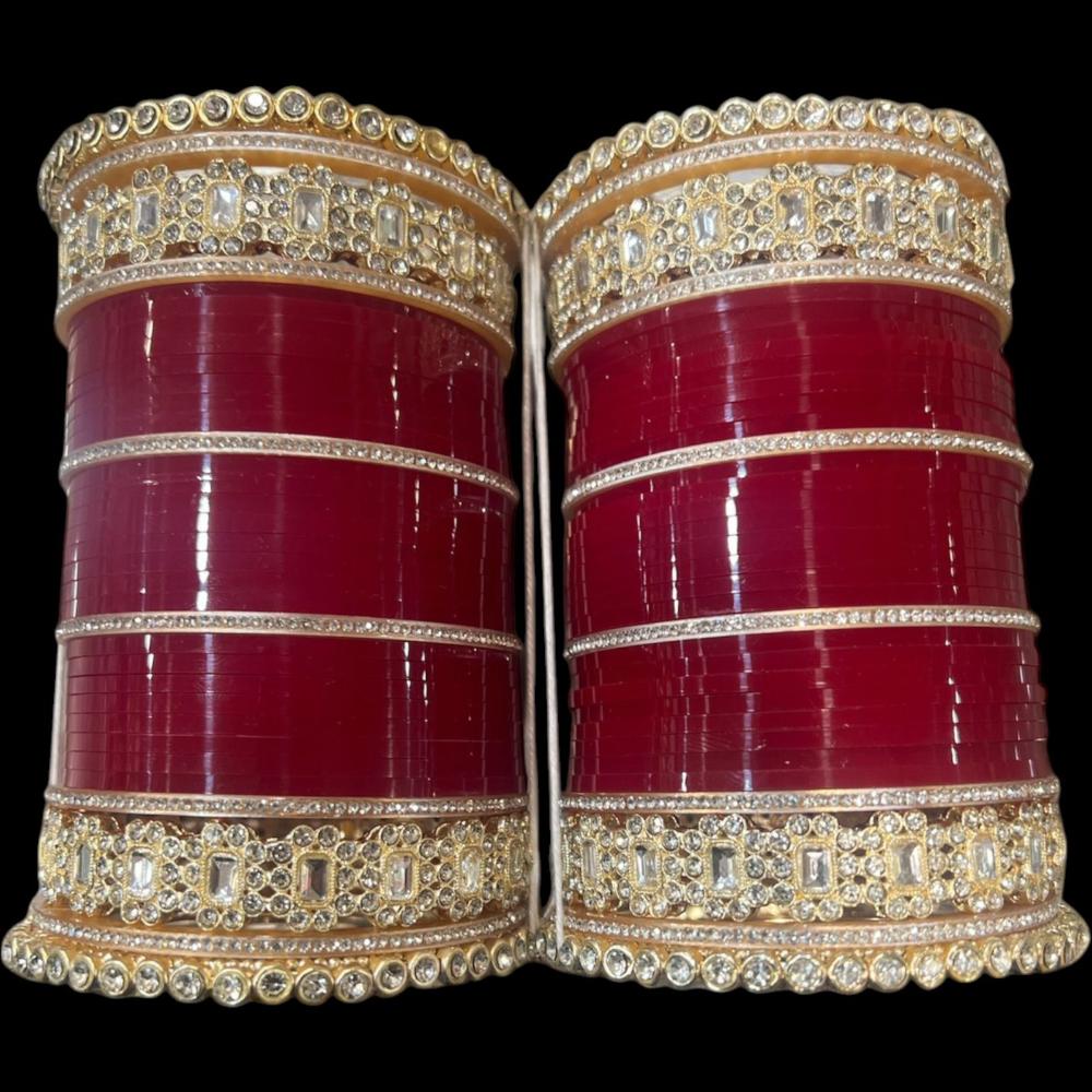 Hira Collections Sparkling Austrian Stone Acrylic Bridal Bangles Set