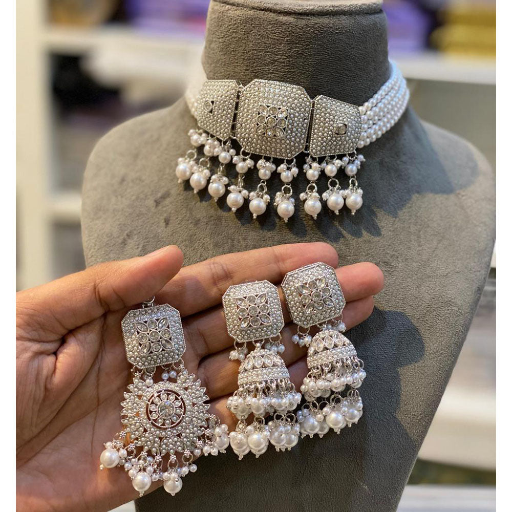 Hira Collection Crystal Stone And Beads Choker Necklace Set