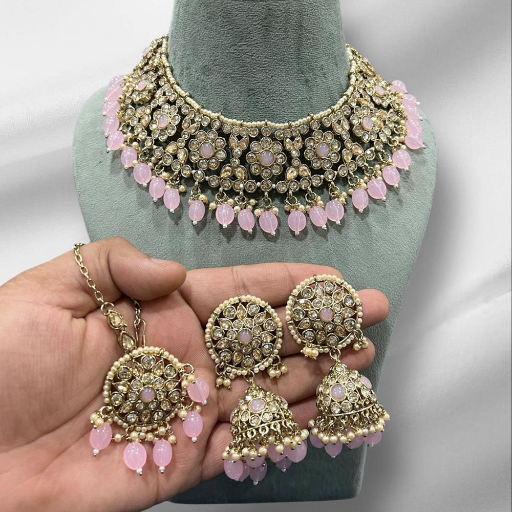 Hira Collection Crystal Stone And Beads Choker Necklace Set