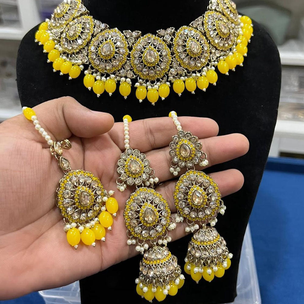 Hira Collection Crystal Stone And Beads Choker Necklace Set