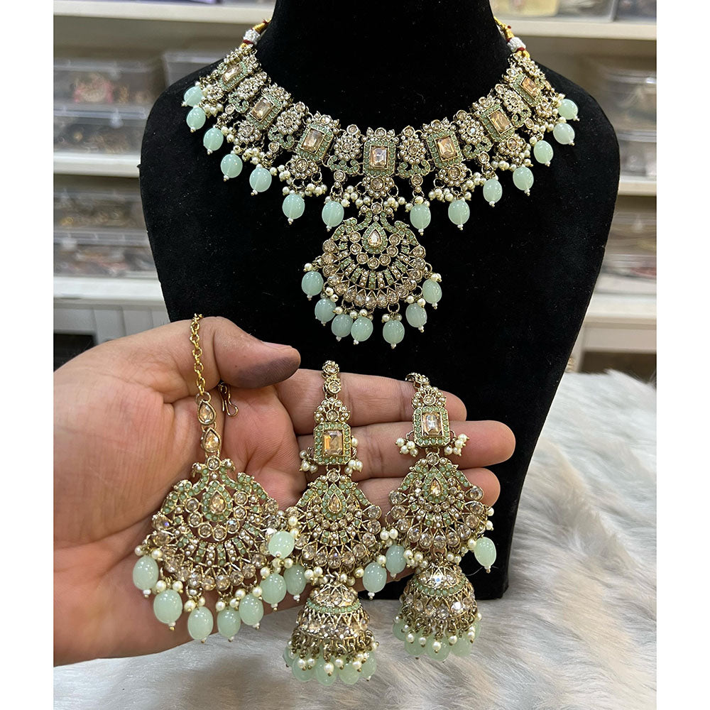 Hira Collection Crystal Stone And Beads Choker Necklace Set