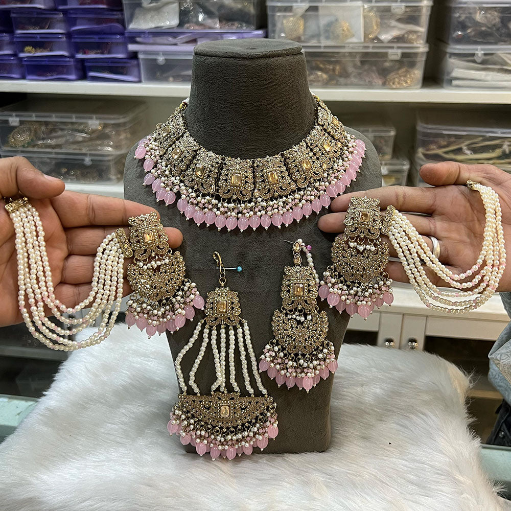 Hira Collection Crystal Stone And Beads Choker Necklace Set