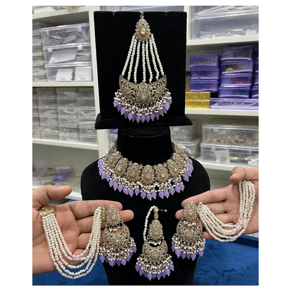 Hira Collection Crystal Stone And Beads Choker Necklace Set