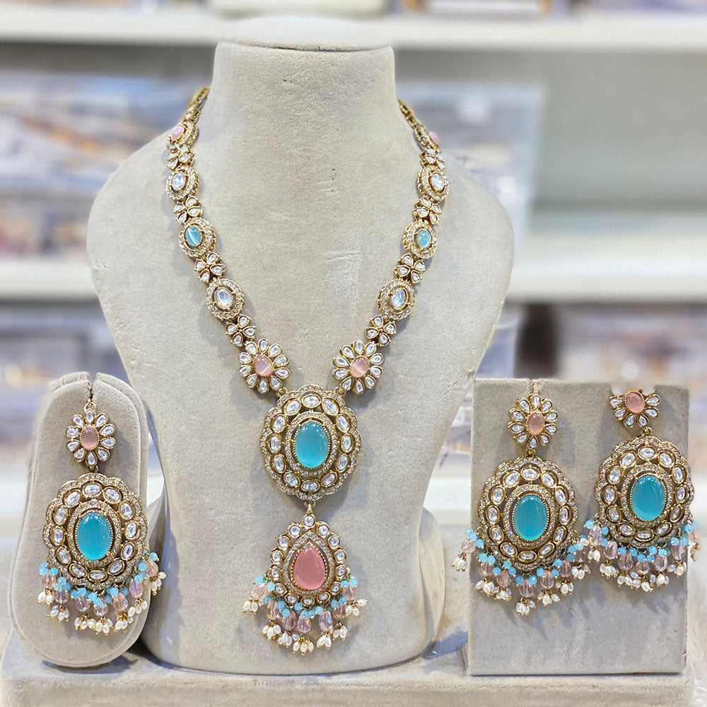 Hira Collections Classic Kundan Stone And Pota Stone Beads Necklace Set