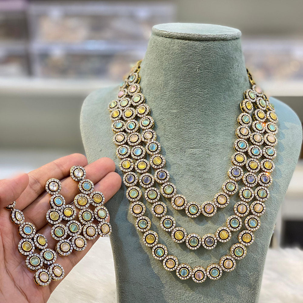 Hira Collections Classic Pota Stone Necklace Set