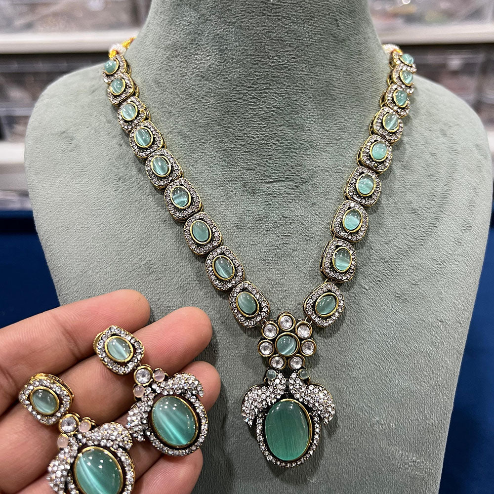 Hira Collections Classic Pota Stone Necklace Set
