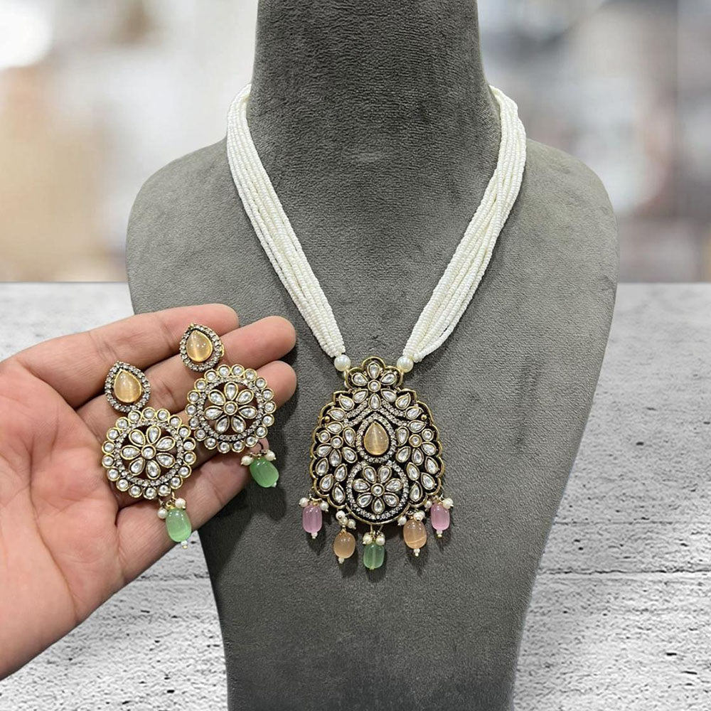 Hira Collections Classic Pota Stone And Beads Necklace Set