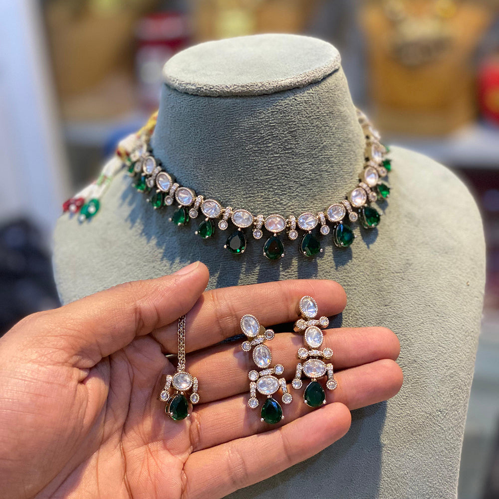 Hira Collections Crystal Stone Choker Necklace Set