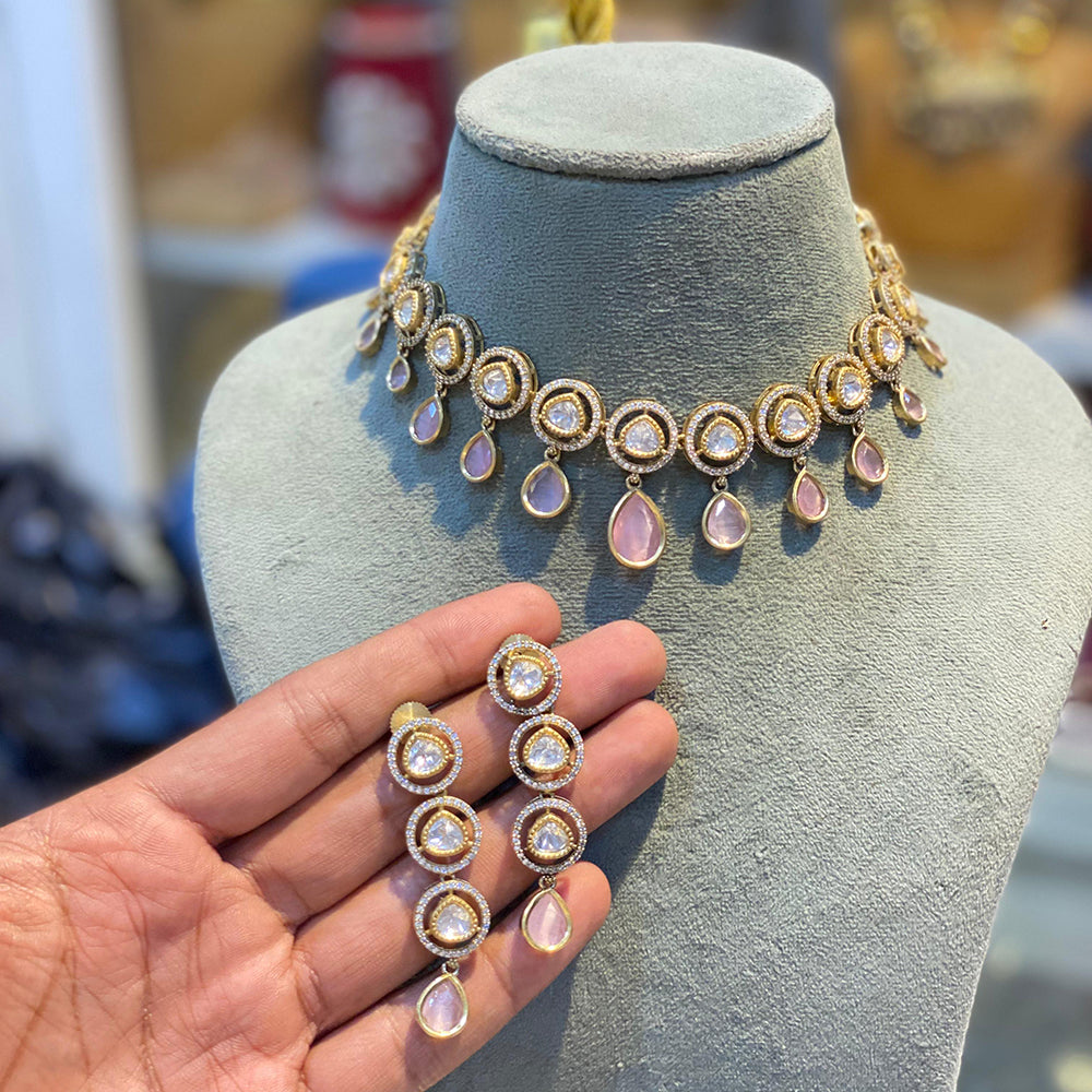 Hira Collections Crystal Stone Choker Necklace Set