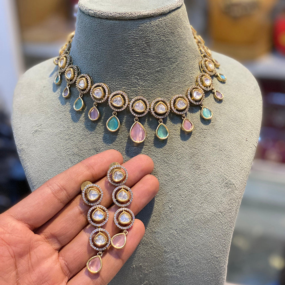 Hira Collections Crystal Stone Choker Necklace Set