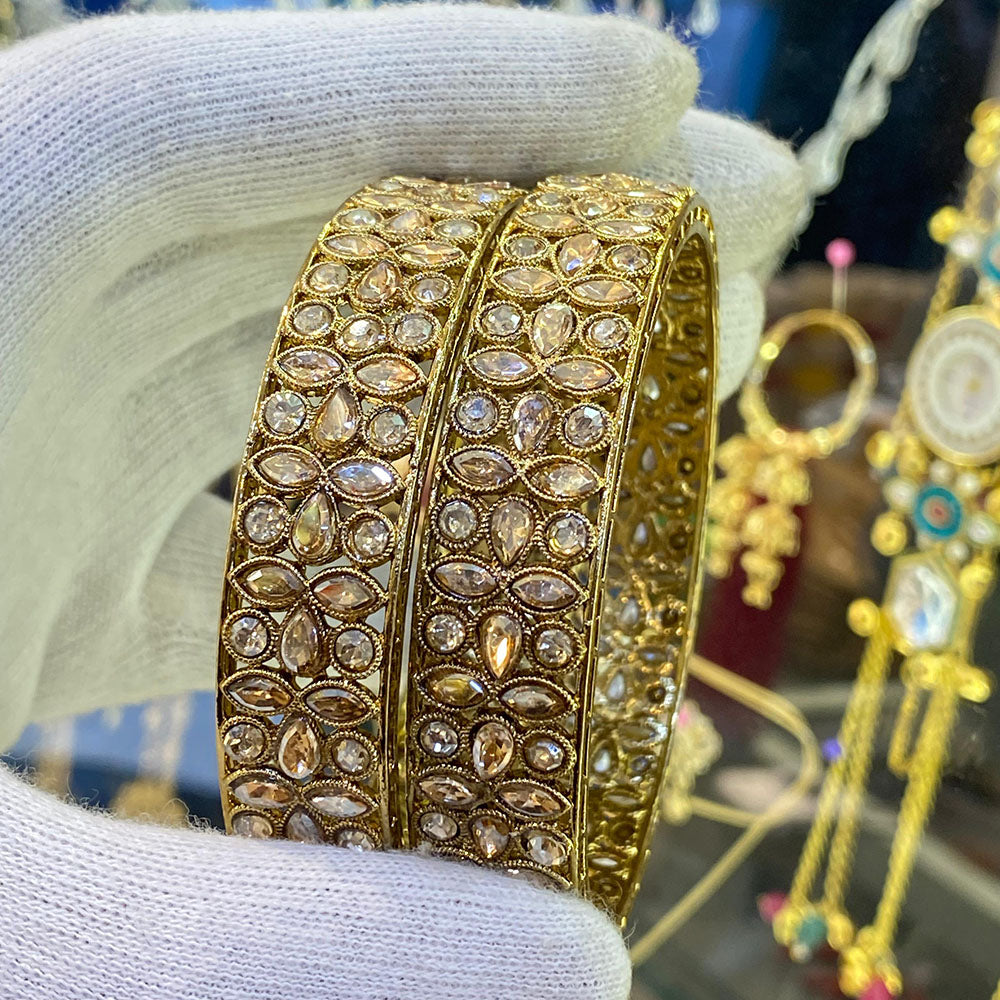 Hira Collections Ethnic Glow Crystal And Austrian Stone Bangles Set