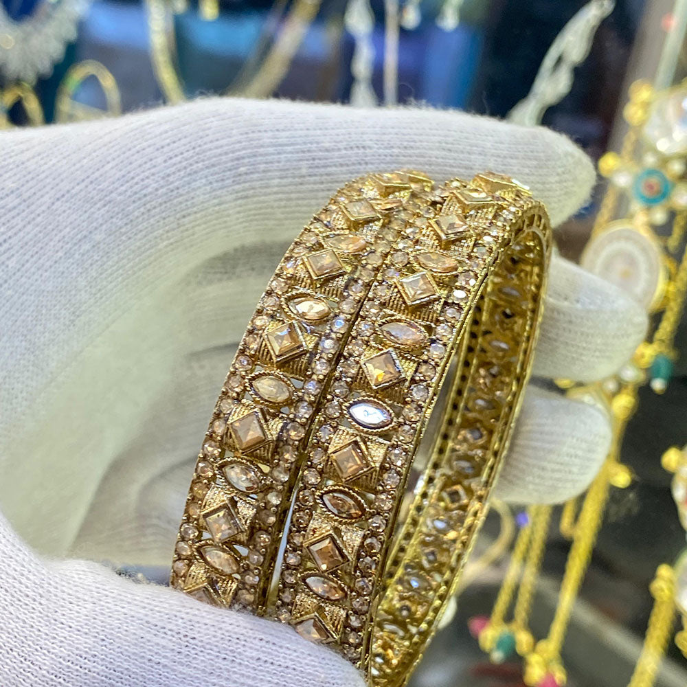 Hira Collections Ethnic Glow Crystal And Austrian Stone Bangles Set