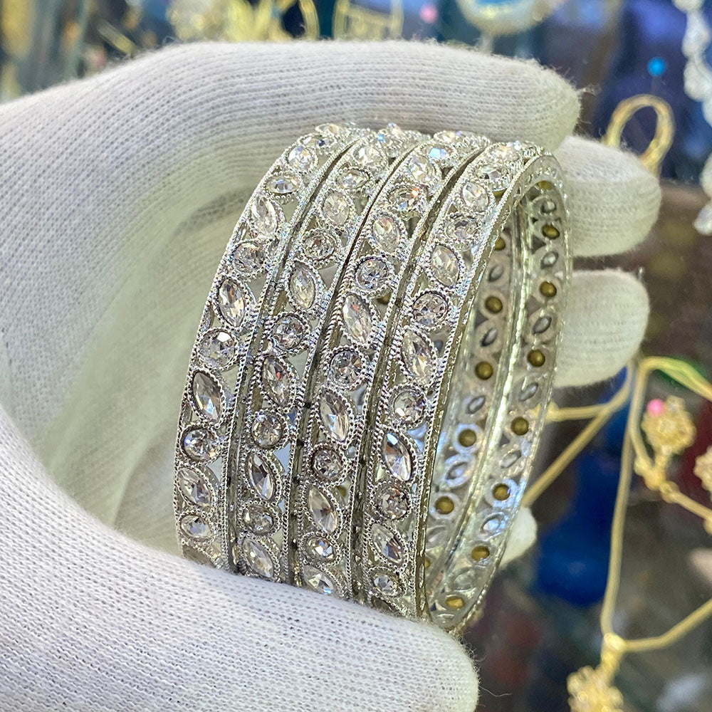 Hira Collections Ethnic Glow Crystal And Austrian Stone Bangles Set