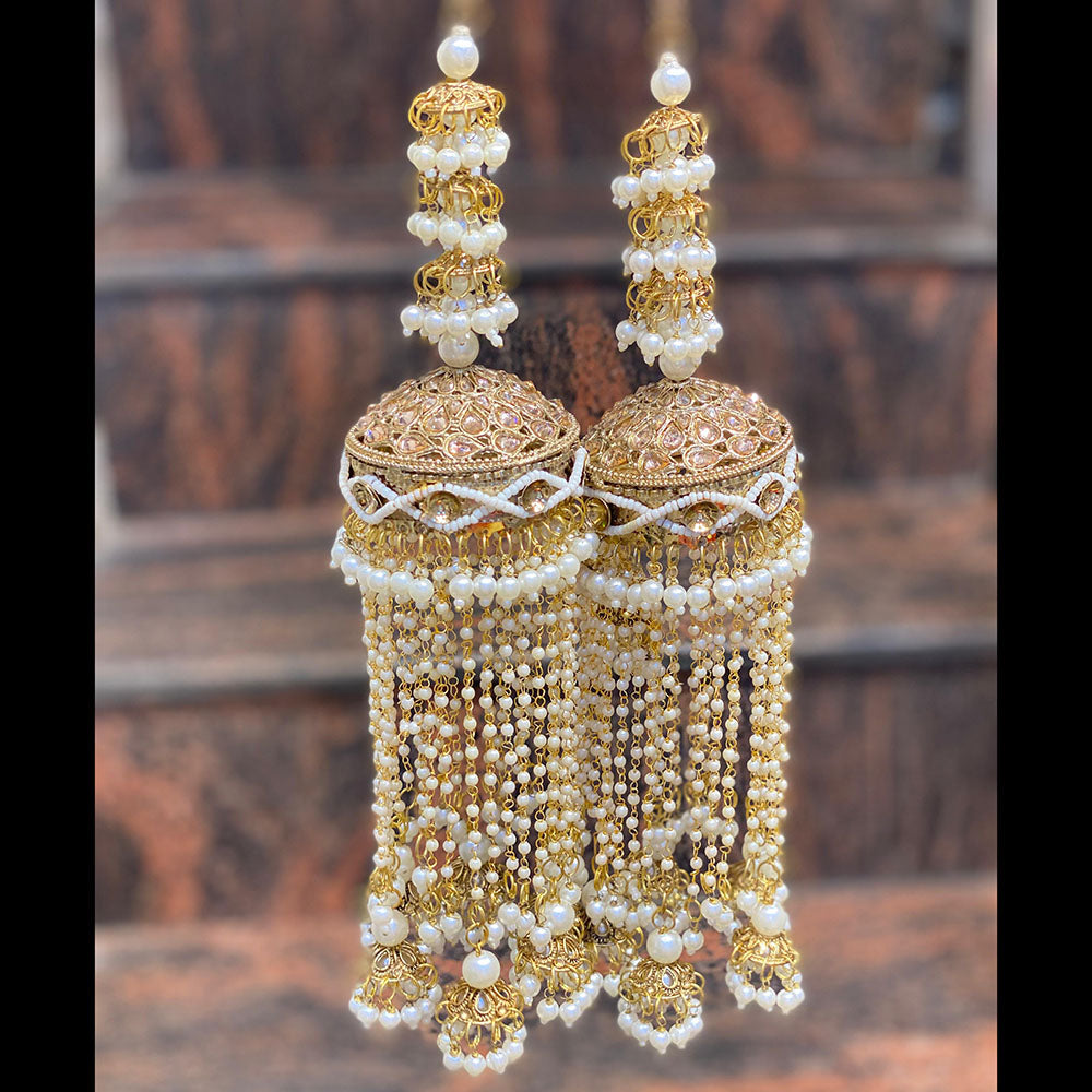 Hira Collections Bridal Crystal Stone And Pearl Kalire for Dulhan