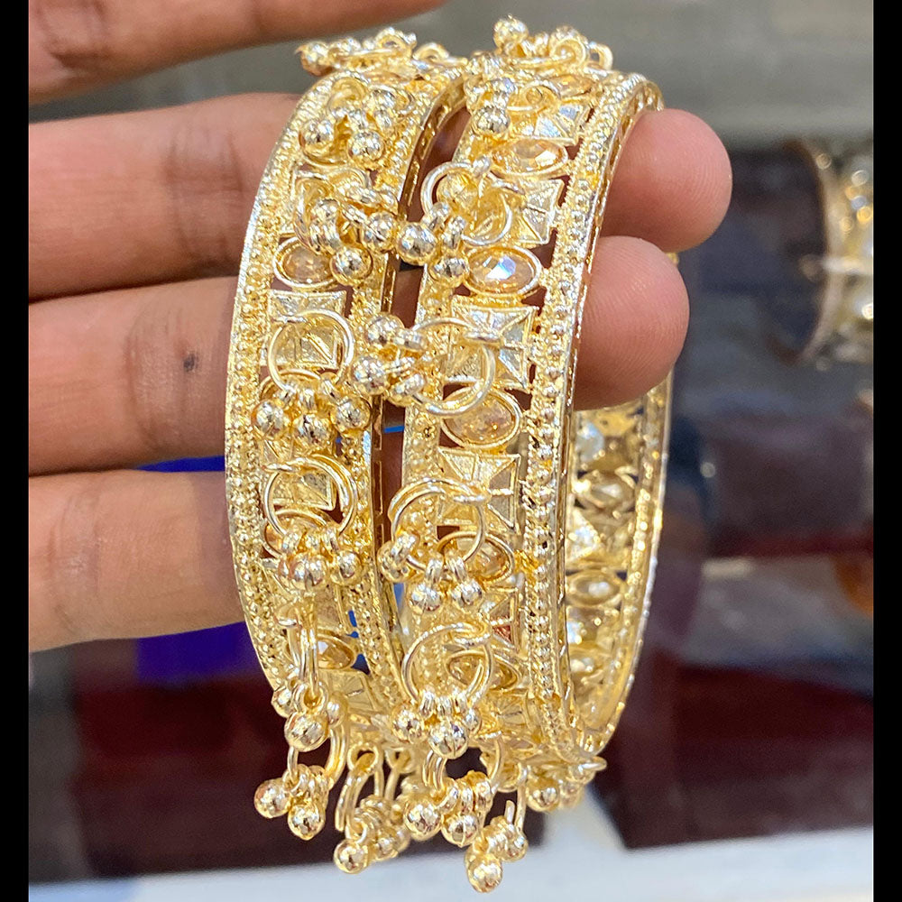 Hira Collections Royal Crystal Stone And Pearl Bangles Set