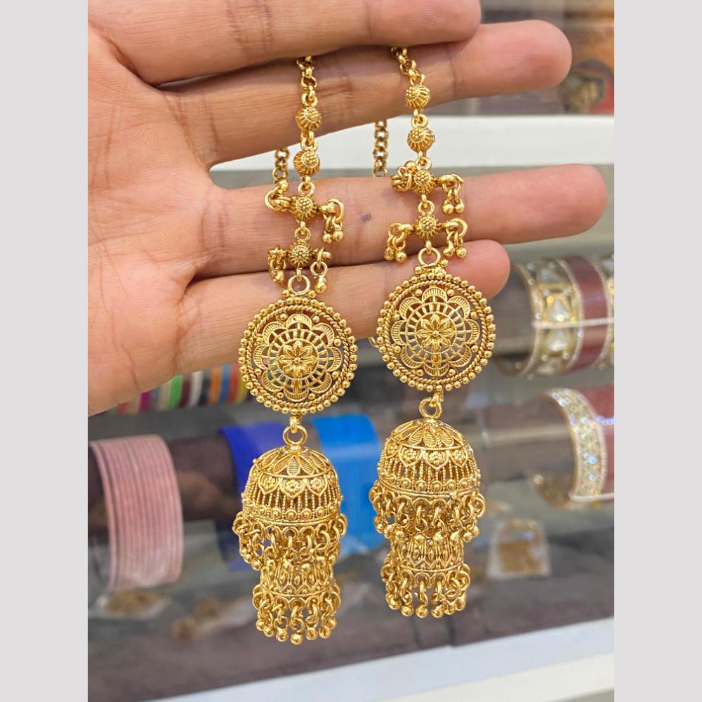 Hira Collections Fashionable Gold Plated Pearl Jhumki Earrings