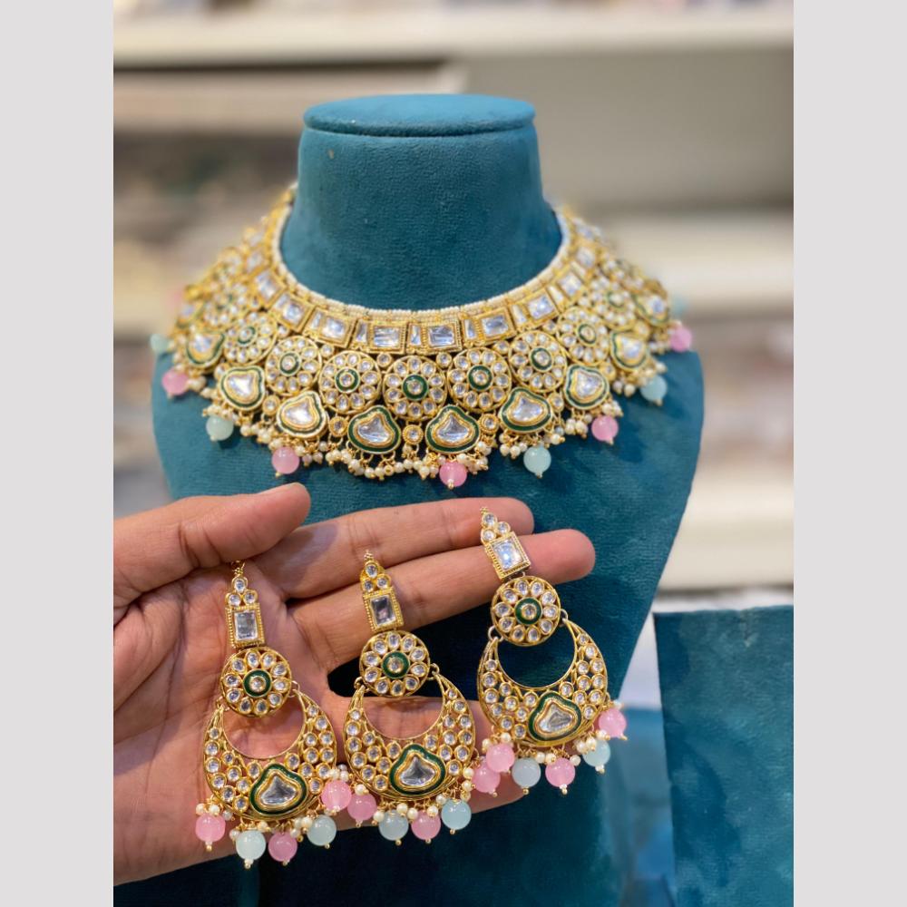 Hira Collection Glamorous Polki Kundan And Pearl Choker Necklace Set